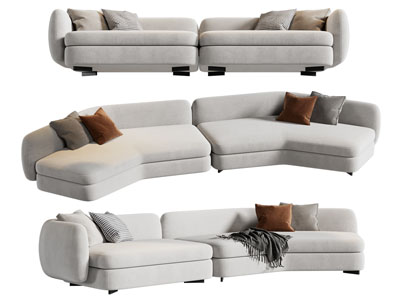 现代奶油风多人沙发