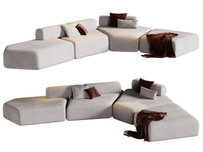 现代转角多人沙发