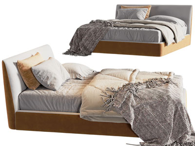 现代布艺双人床