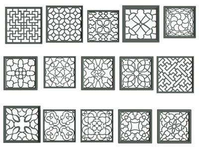 新中式镂花窗 隔断 花格 窗格