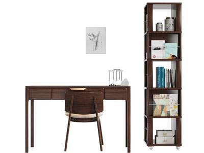 新中式中古风书桌椅组合 书柜3d模型 新中式中古风书桌椅组合 书柜