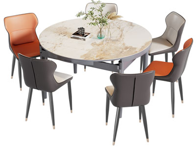 现代圆形餐桌椅组合