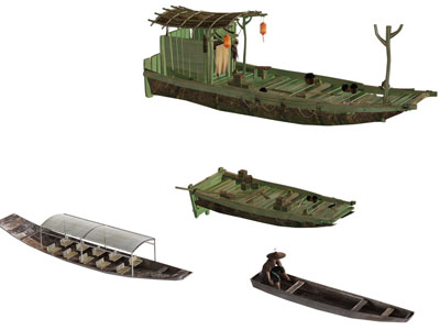 现代老式木船 乌篷船