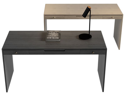 现代实木长方形书桌3d模型 现代实木长方形书桌