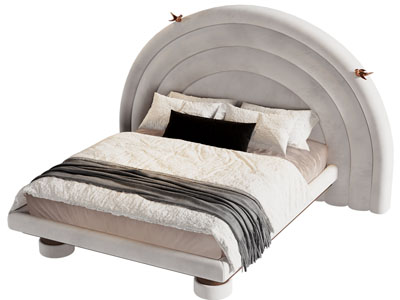 现代布艺圆形床头双人床
