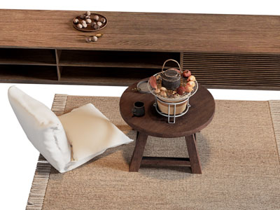 侘寂风懒人沙发 茶几 边柜