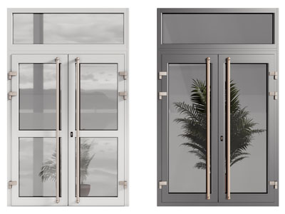 现代玻璃大门 双开门