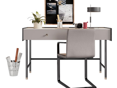 现代书桌椅组合3d模型 现代书桌椅组合