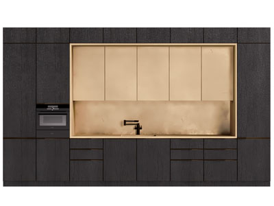 现代黑色实木橱柜 高柜