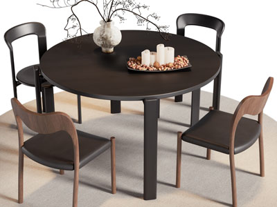 法式圆形餐桌椅组合