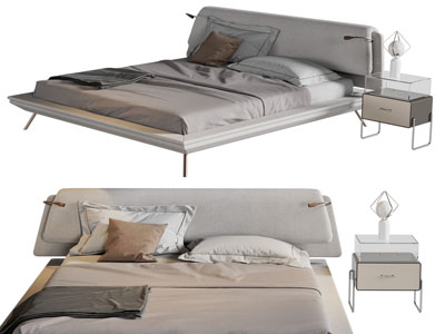 现代可调整床头的双人床 床头柜