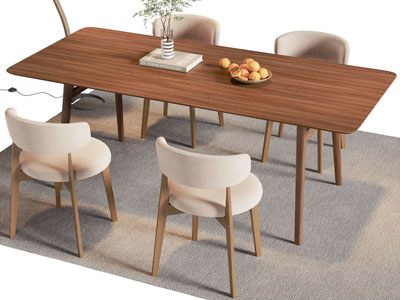 北欧实木长方形餐桌椅组合