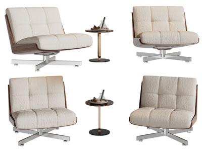 现代休闲椅子 边几