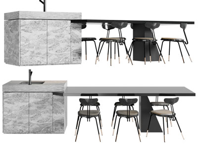 现代吧台餐桌椅组合