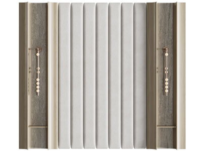 侘寂风实木拼接软包床头背景墙3d模型 侘寂风实木拼接软包床头背景墙