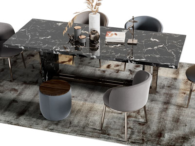 现代大理石餐桌椅组合