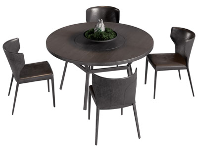 现代圆形实木餐桌椅组合