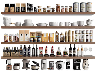 现代咖啡豆 碗碟 密封罐 咖啡机厨具组合