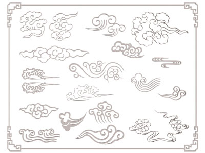 新中式祥云剪影 剪纸 墙贴 墙饰
