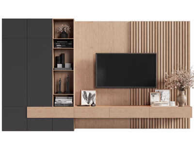现代电视柜背景墙3d模型 现代电视柜背景墙