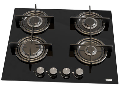 现代四个灶台的燃气灶 厨房电器3d模型 现代四个灶台的燃气灶 厨房电器