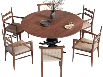 法式中古风圆形餐桌椅组合