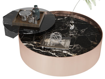 现代圆形拼接茶几3d模型 现代圆形拼接茶几