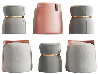 现代轻奢圆形沙发凳子