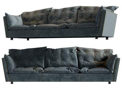 现代布艺多人沙发