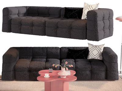 现代布艺多人沙发 茶几组合