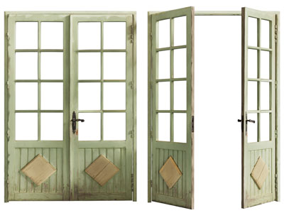 现代复古做旧的双开门 木门 大门