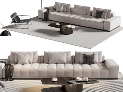 现代布艺多人沙发 休闲椅子和茶几组合