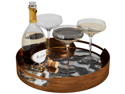 现代托盘 洋酒 高酒杯 酒瓶酒杯3d模型 现代托盘 洋酒 高酒杯 酒瓶酒杯