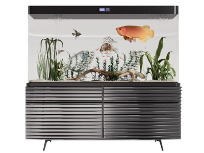 现代带收纳柜的鱼缸水族