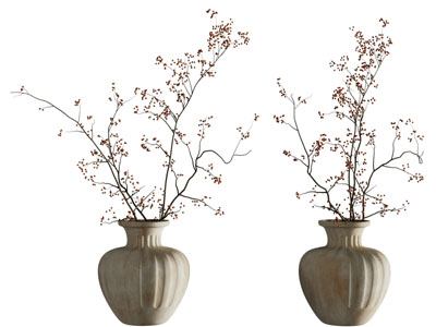 侘寂风陶艺花瓶花卉