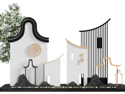 新中式景观墙 路标