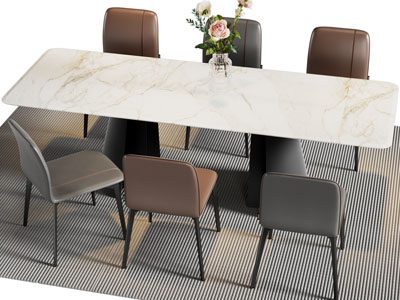 现代大理石餐桌椅组合