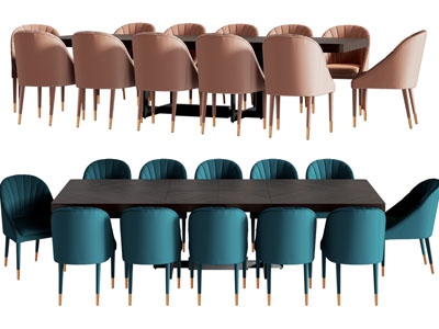 现代长方形餐桌椅组合