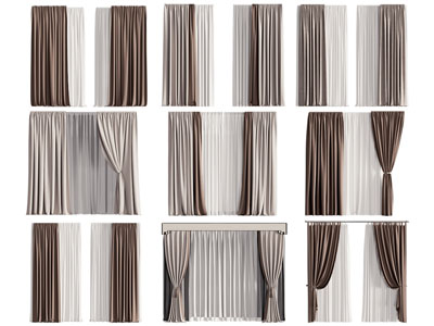 现代窗帘窗纱3d模型 现代窗帘窗纱