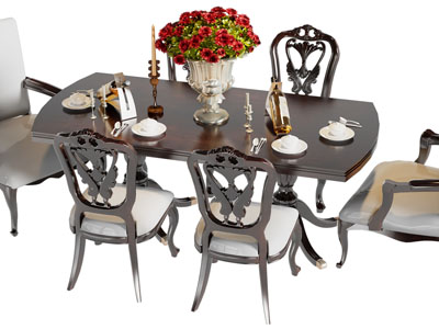 欧式实木餐桌椅组合