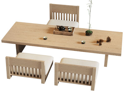 新中式实木茶桌椅组合