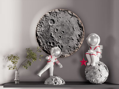 现代宇航员雕塑雕刻摆件组合3d模型 现代宇航员雕塑雕刻摆件组合