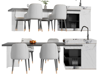 现代吧台餐桌椅组合