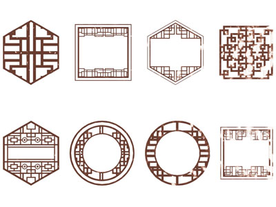 新中式雕花镂花窗 窗格 花格