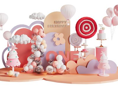 现代气球 棒棒糖生日派对美陈 户外装置