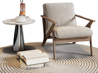 北欧休闲椅子 边几