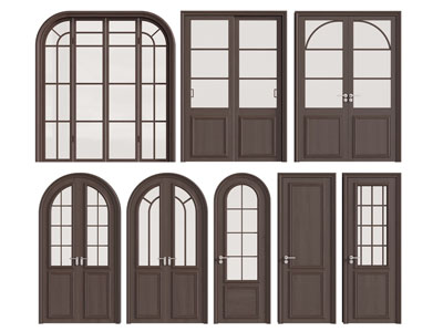 法式玻璃双开门 木门 大门