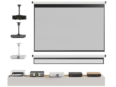 现代投影仪 投影幕布3d模型 现代投影仪 投影幕布