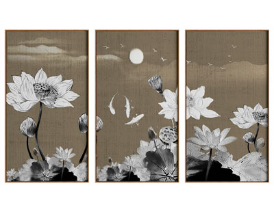 新中式荷花莲藕装饰挂画3d模型 新中式荷花莲藕装饰挂画