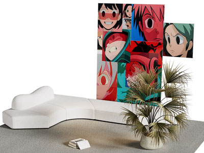 现代异形沙发 装饰挂画
